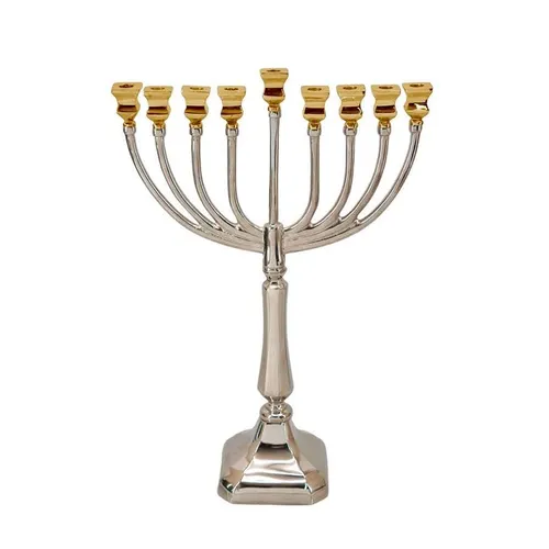 חנוכיית קנים מעוגלים BRASS NICKEL GOLD 3 מידות לבחירה