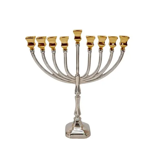 חנוכיית קנים מעוגלים BRASS NICKEL GOLD 3 מידות לבחירה