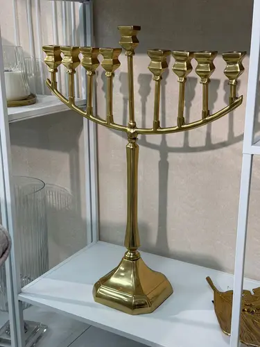 חנוכית בראס זהב רגל מלאה 50 ס"מ