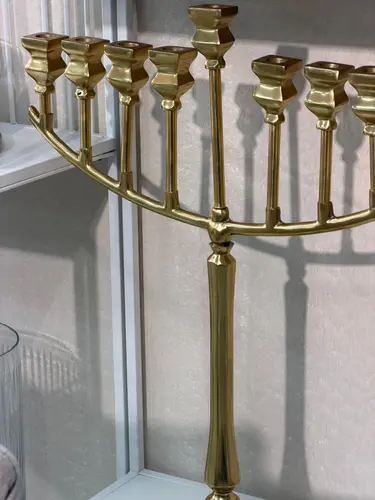 חנוכית בראס זהב רגל מלאה 50 ס"מ