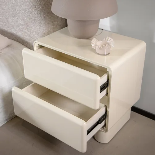 סט 2 שידת צד גלוסי לבן מבריק