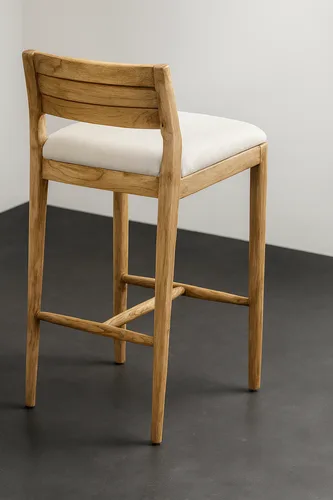 כסא בר אטלס עץ טיק טבעי