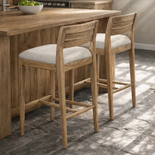 כסא בר אטלס עץ טיק טבעי