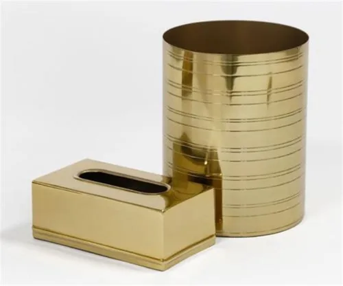 סט פח אשפה וקופסת טישיו זהב אימפריאל