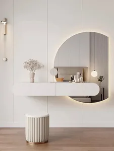 פינת איפור אורורה הכוללת שידה צפה ומראת לד חצי ירח