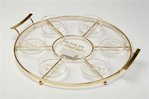 קערת ליל הסדר אקריליק משולבת מסגרת זהב – דגם הילה