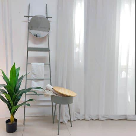 סולם משולב במראה ומדף אפור בהיר 180/45 סמ