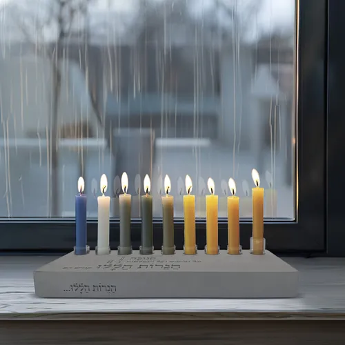 חנוכיה בטון שטוחה- טיפוגרפיה