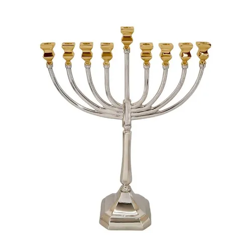 חנוכיית קנים מעוגלים BRASS NICKEL GOLD 3 מידות לבחירה