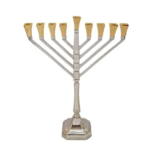 חנוכיית קנים מוזהבים בראס ניקל