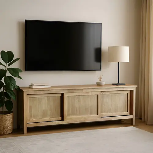 מזנון מנילה עץ 3 מלא דלתות הזזה