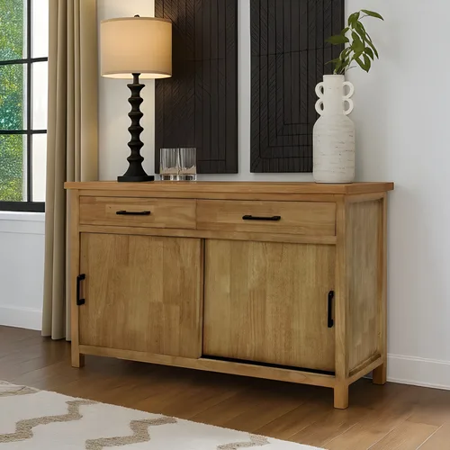 יונה שידת עץ טבעי עם דלתות הזזה