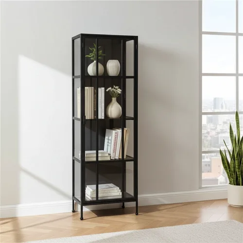 ארון ויטרינה אורבן לופט שחור זכוכית ומתכת