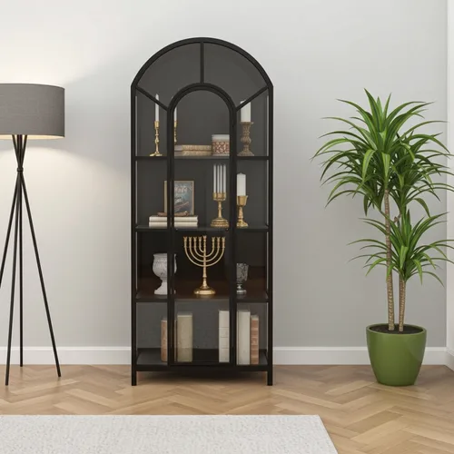 ארון ויטרינה מעוצב קשת ארקוס מתכת שחורה