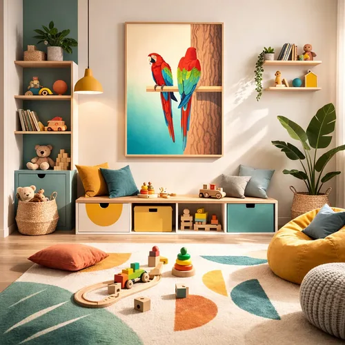 תמונת קנבס בעיצוב מקורי צמד תוכים בטבע - סטודיו 26