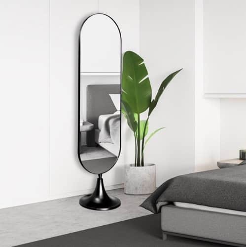 בילי מראת גוף אובלית שחורה על רגל 50\180 סמ